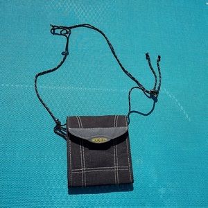 Small Black Wallet with Strap